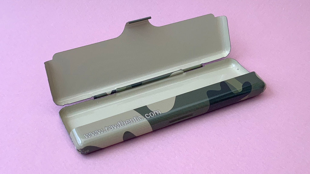 Black, Doughnuts, Woodland, Classic, Camouflage RAW Metal Paper Case for carrying papers on the go wherever you go.