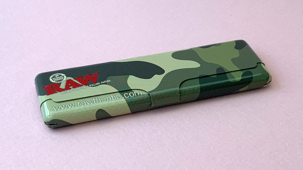 Black, Doughnuts, Woodland, Classic, Camouflage RAW Metal Paper Case for carrying papers on the go wherever you go.