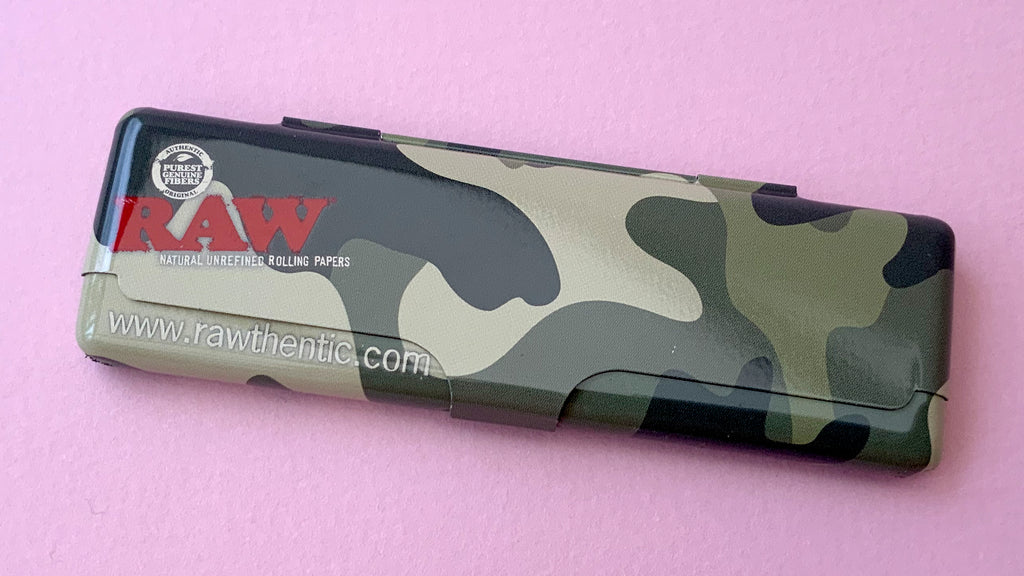 Black, Doughnuts, Woodland, Classic, Camouflage RAW Metal Paper Case for carrying papers on the go wherever you go.