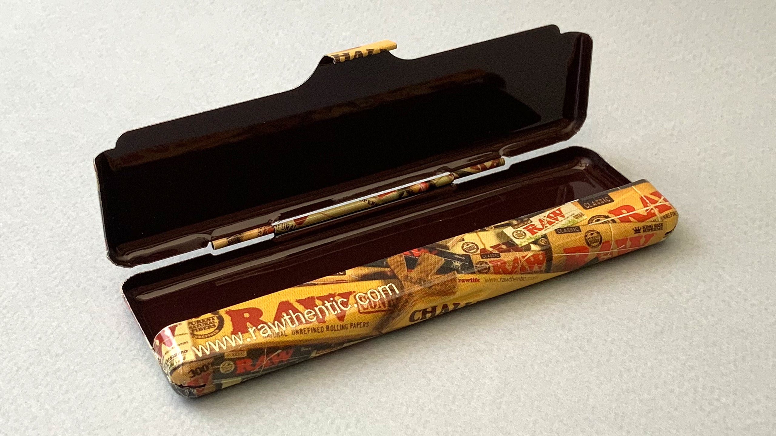 Black, Doughnuts, Woodland, Classic, Camouflage RAW Metal Paper Case for carrying papers on the go wherever you go.