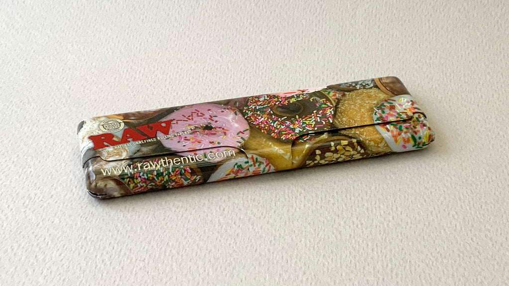 Black, Doughnuts, Woodland, Classic, Camouflage RAW Metal Paper Case for carrying papers on the go wherever you go.