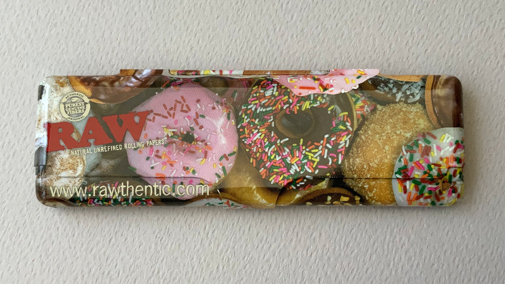 Black, Doughnuts, Woodland, Classic, Camouflage RAW Metal Paper Case for carrying papers on the go wherever you go.