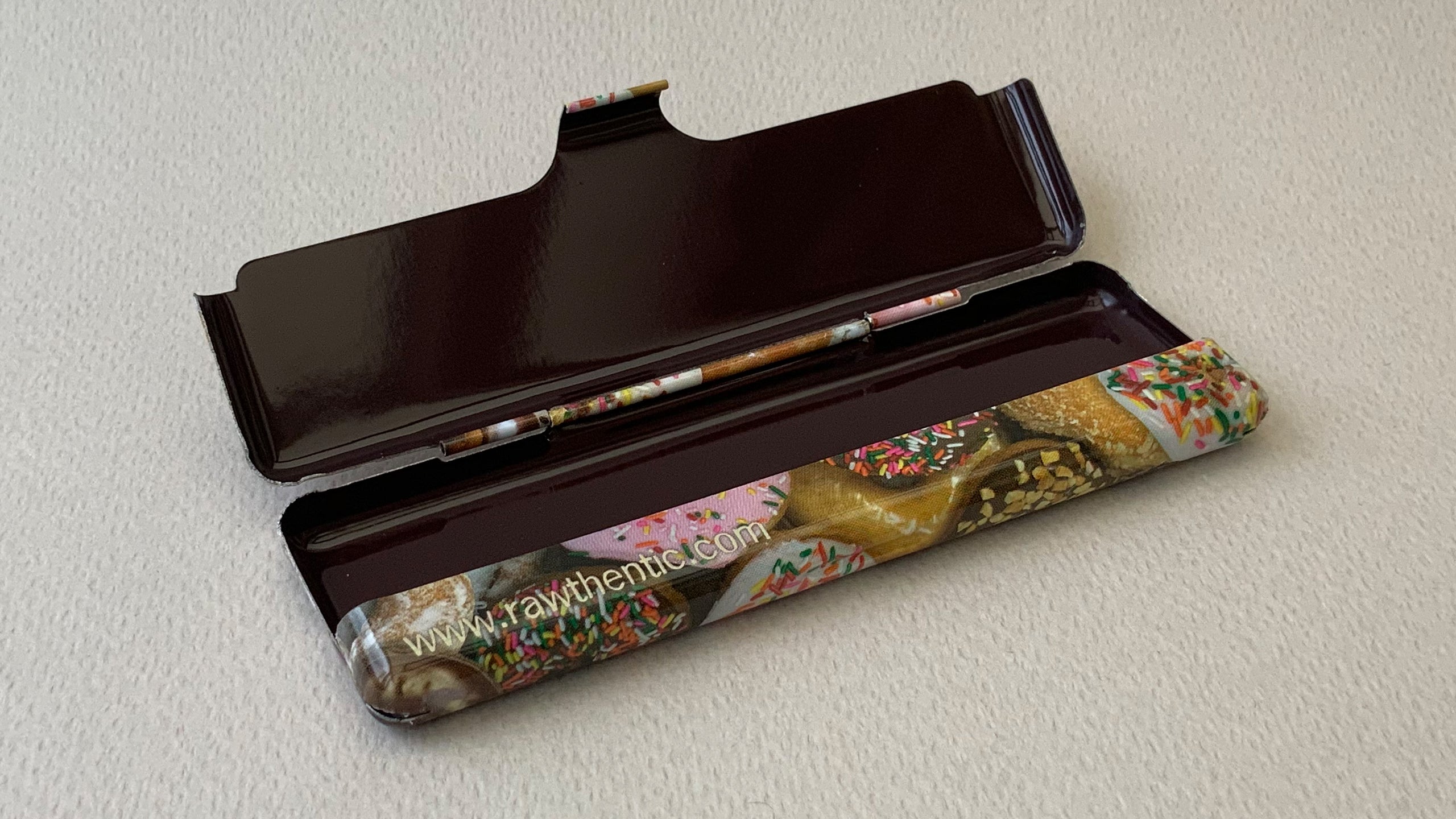 Black, Doughnuts, Woodland, Classic, Camouflage RAW Metal Paper Case for carrying papers on the go wherever you go.